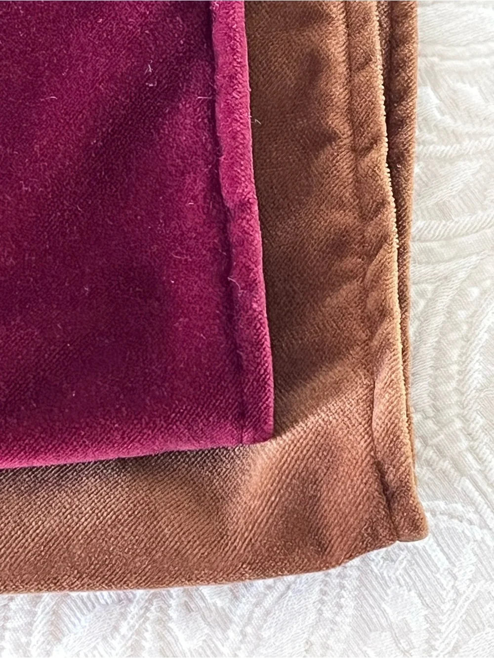 Crate & Barrel Set Of 2 Velvet Throw Pillow Covers Brick Red/Copper 20” Square